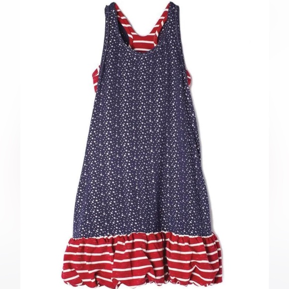 Cutest Stars & Stripes Patriotic Balloon hem Dress Ever Red White & Blu - Picture 3 of 11
